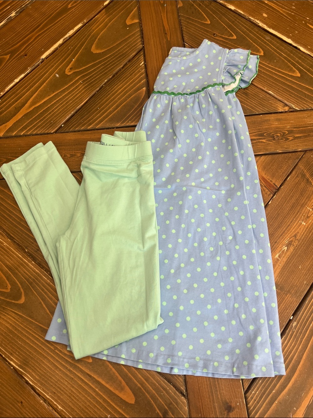 Matilda Jane Blue Dress with on Mint Polka Dots